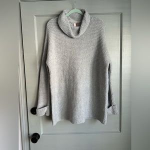 Anthropologie PILCRO Cowl Neck Pullover Tunic Long Grey Sweater Size XL